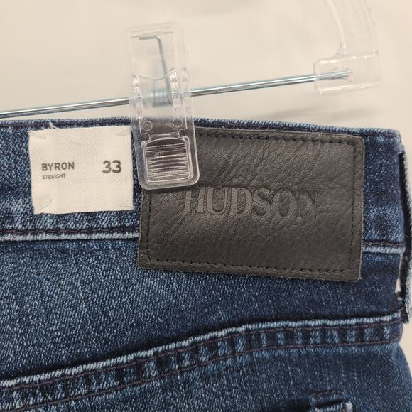 Hudson Jeans Mens 33 X 33 Blue Byron Straight Leg Mid Rise Zip Fly Stretch - Picture 6 of 13